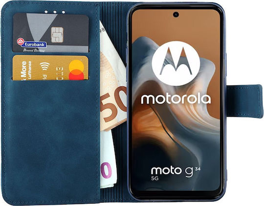 Lime Essential Magnet Buchen Sie Synthetisches Leder Blau (Moto G35)