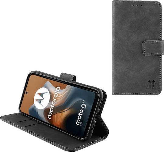 Lime Essential Magnet Book Δερματίνης Γκρι (Moto G35)