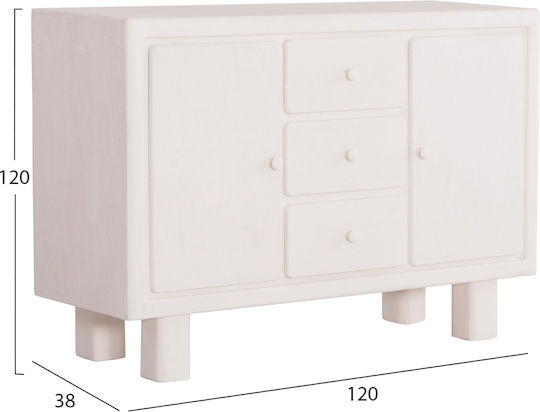 Μπουφές Santorini Ξύλινος με Συρτάρια Υπολευκό 120x38x80cm Μπουφές Santorini Ξύλινος με Συρτάρια Υπολευκό 120x38x80cm