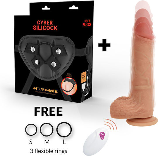 Cyber Silicock Gurtzeug mit Dildo und Vibration in Hautfarbe