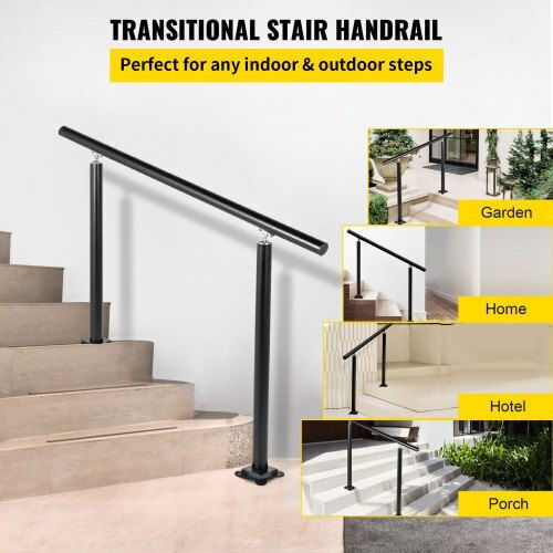 Vevor Black Outdoor Stair Railing 4ft Adjustable 0-60° Garden Lzltfs4ycyghsdlz1v0