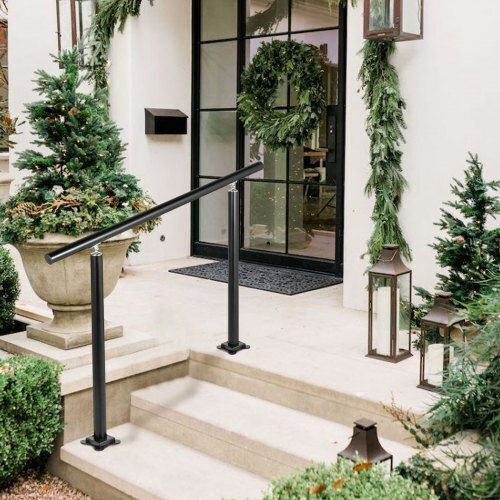 Vevor Black Outdoor Stair Railing 4ft Adjustable 0-60° Garden Lzltfs4ycyghsdlz1v0