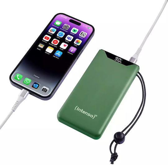 Intenso F10000 Power Bank 10000mAh 20W с USB-A порт и USB-C порт Бързо зареждане 3.0 Зелен