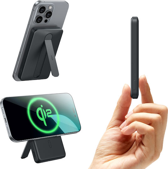 ESR Qi2 MagSlim Kickstand MagSafe Power Bank 5000mAh 15W Μαύρο