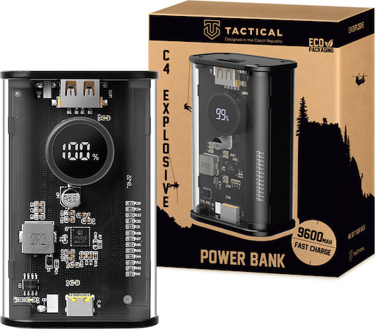 Tactical C4 Explosive Power Bank 9600mAh 22.5W with USB-A Port and USB-C Port Power Delivery Black