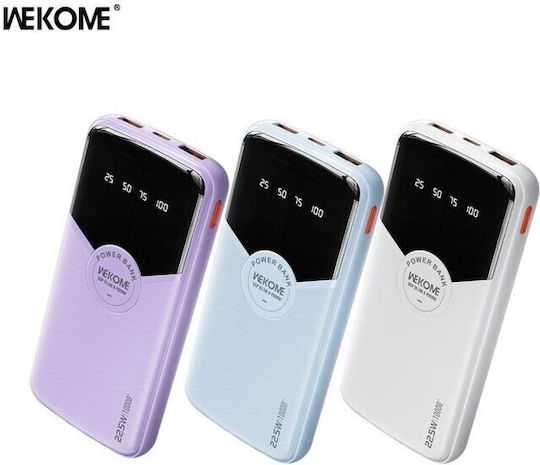 WK WP-43 Power Bank 10000mAh 22.5W with 2 USB-A Ports and USB-C Port Power Delivery Purple