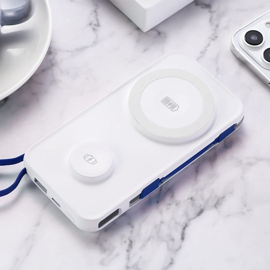 3MK PastelUp MagSafe Power Bank 10000mAh 22.5W с USB-A порт и USB-C порт Бял