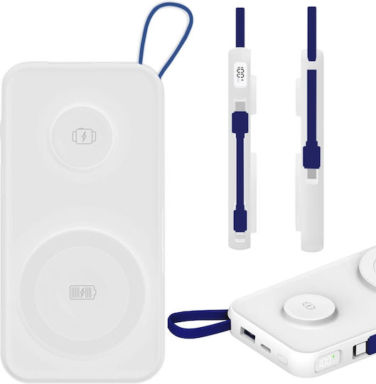 3MK PastelUp MagSafe Power Bank 10000mAh 22.5W с USB-A порт и USB-C порт Бял