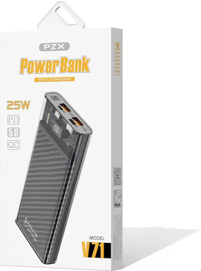 PZX V75 Power Bank 10000mAh 22.5W Μαύρο