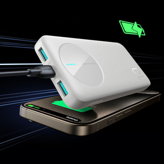 Joyroom JR-PBF12 Power Bank 10000mAh 12W με 2 Θύρες USB-A και Θύρα USB-C Λευκό