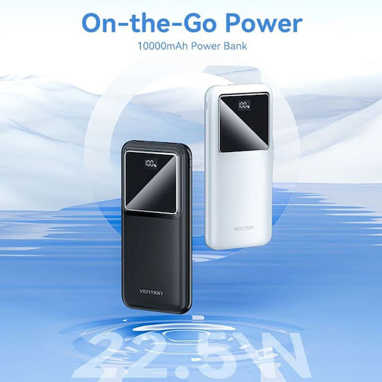 Vention Power Bank 10000mAh 22.5W με 2 Θύρες USB-A και Θύρα USB-C Λευκό