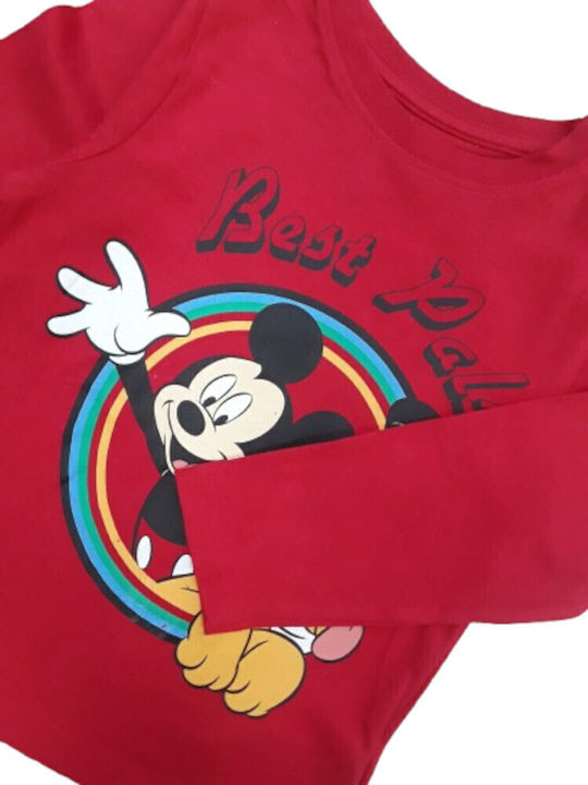 Kids' Shirt Long Sleeve Red Mickey