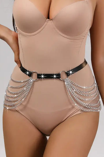 Punk Style Waist Provocator Ham Sexy Made Faux Leather Metal Chains