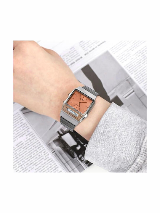 Casio Ψηφιακό Ανδρικό Ρολόι 32mm Μπαταρίας με Μαύρο Μεταλλικό Μπρασελέ