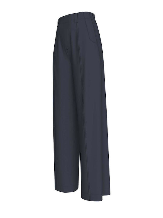 Milano Dama Tesatura Pantaloni cu Croială Dreaptă Albastru
