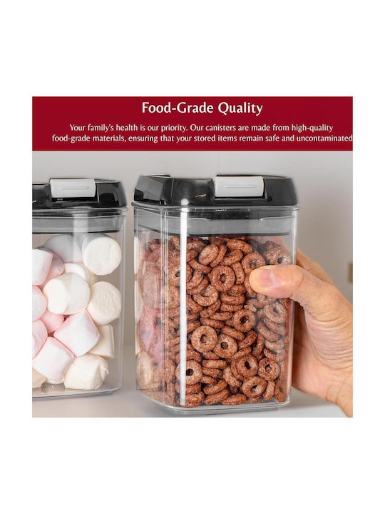Set of 5 Plastic Food Jars for Sugar Cereals Pasta Coffee Tea with Airtight Lid Transparent 500ml 5 Pieces