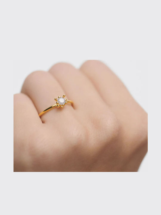 P D Paola Ring with Zircon made of Silver Gold Plated