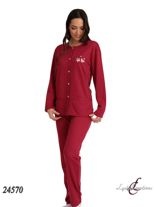 Lydia Creations Winter Women's Pyjama Set Bordeaux