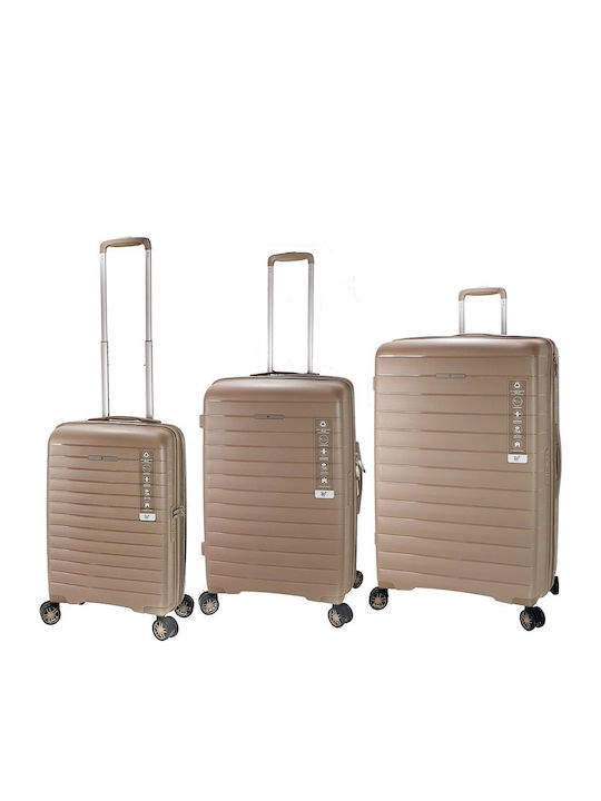 Verage Medium Hard Travel Suitcase Champagne with 4 Wheels Height 65cm