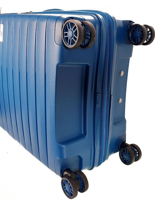 Verage Medium Hard Blue Travel Suitcase with 4 Wheels Height 65cm