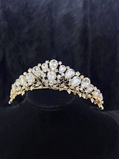 Νυφική Τιάρα Στρας Στρογγυλό Σχήμα Χρυσό Primrose Tiara Ba92 Hair Duty Hrd-ba92
