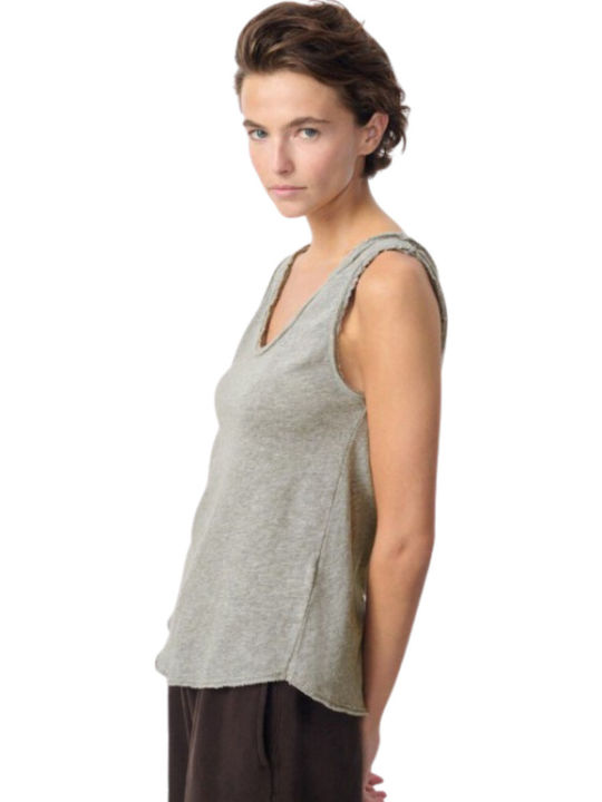 Women's Blouse Cotton Sleeveless Grey