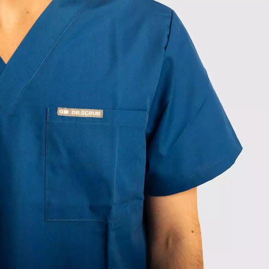 Dr. Scrub Unisex Blue Medical Blouse Cotton and Polyester