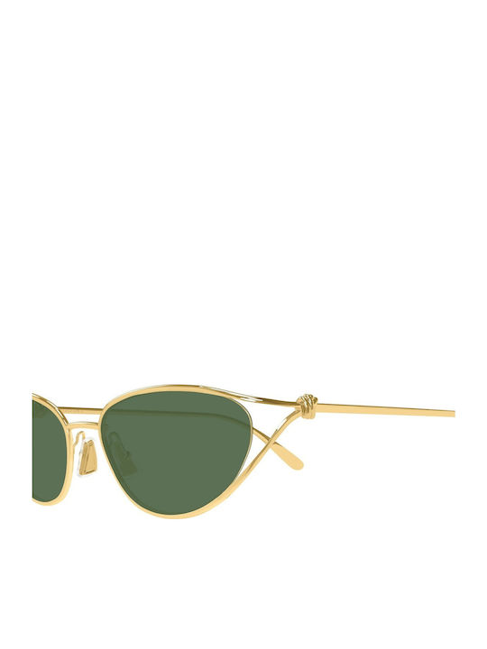 Bottega Veneta Unisex Sonnenbrille mit Gold Metall Gestell und Grün Linse BV1330S 004
