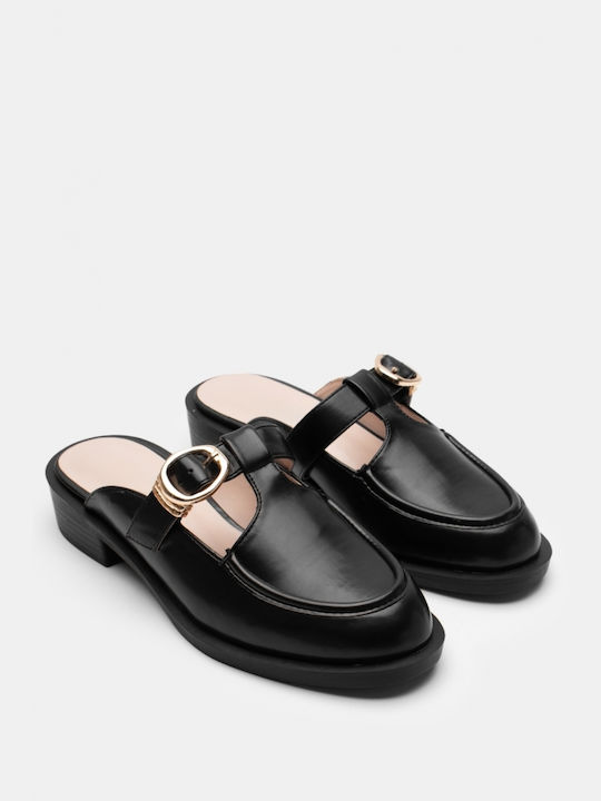 Luigi Heel Mules Black