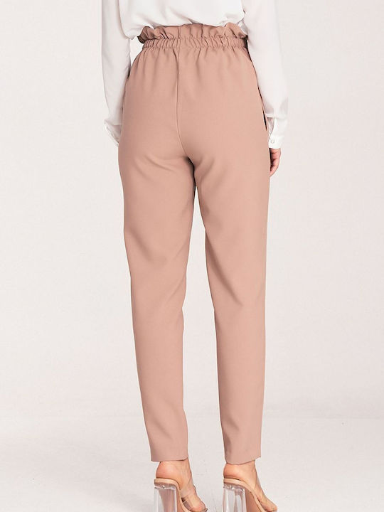 Figl Women's Fabric Trousers in Tapered Line Beige