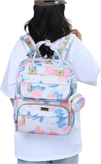 Queen Mother Wickeltasche-Wickelrucksack Hellblau 41x34x12cm.