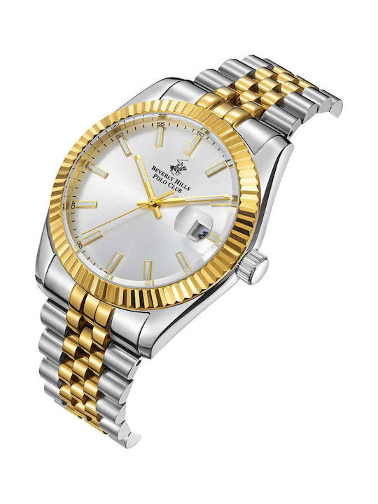 Beverly Hills Polo Club Watch Battery with Gold Metal Bracelet