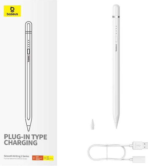 Baseus Smooth Writing Series Active Version Стилус Пен с Palm Rejection за iPad в Бял цвят P80015806211-02