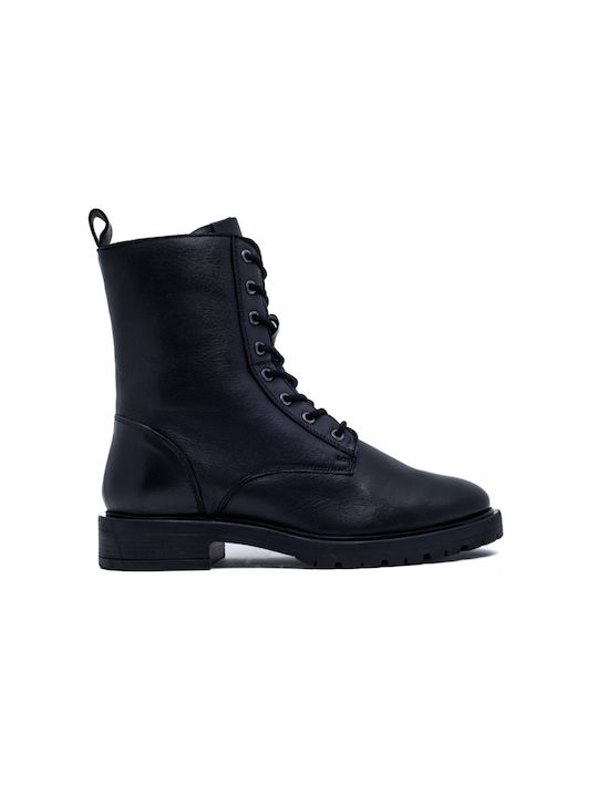 Leder Stiefeletten Damen Schwarz