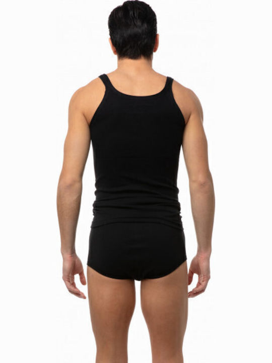 Men's Undershirts Sleeveless Black 2Pack