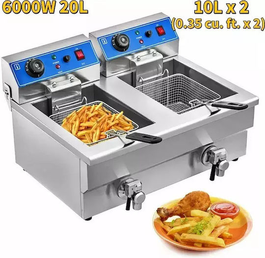 Electric Deep Fryers Dual Tanks Fast Food Restaurant Type D 20l Double Tanks