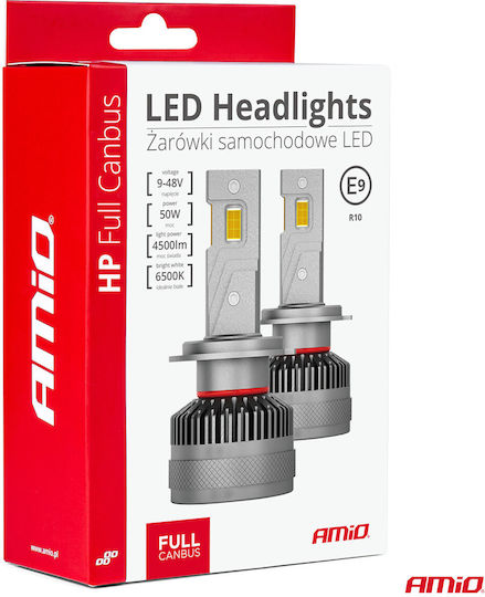 AMiO Lampen Auto H7 / H18 Canbus LED 6500K Kaltes Weiß 50W 2Stück
