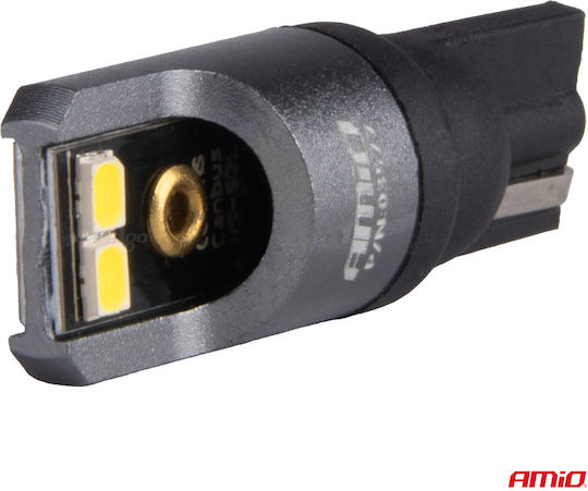 AMiO Λάμπες Αυτοκινήτου T10 / W5W Canbus LED 6000K Ψυχρό Λευκό 12-24V 2τμχ