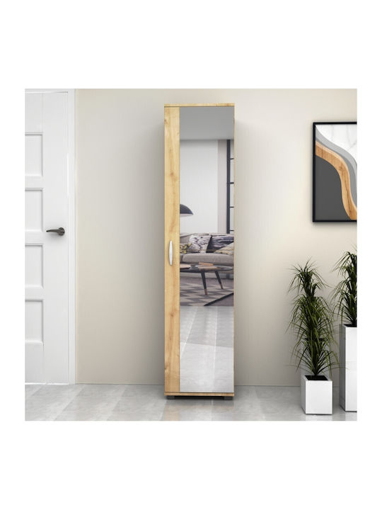 Einzeltür Kleiderschrank Visla mit Spiegel Natural Beech 45x36x187cm