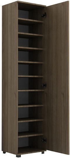 Single Door Wardrobe Visla with Mirror Walnut 45x36x187cm