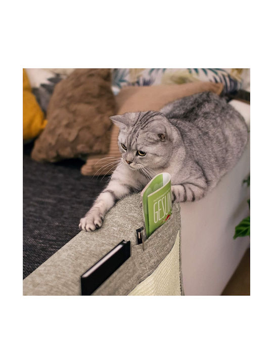 Navaris Scratch Armrest Organiser Sofa Protector Cat Scratches Scratching Post Brown Wall Mounted 130x45x45cm