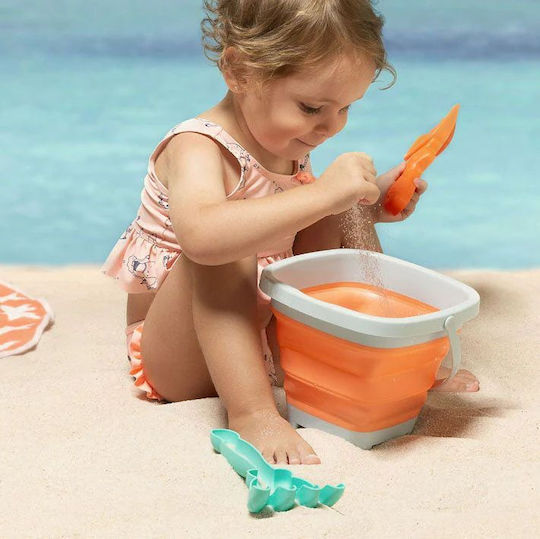 Kiokids Orange Σετ Κουβαδάκι Παραλίας με Αξεσουάρ από Σιλικόνη Πορτοκαλί 3τμχ