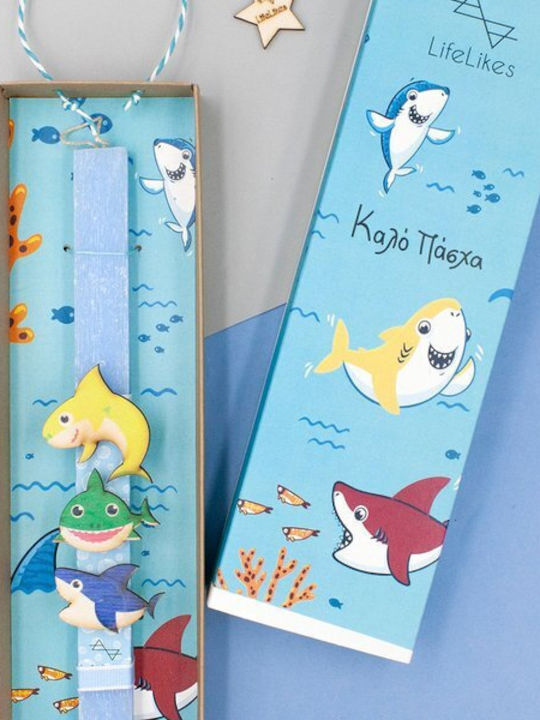 Πασχαλινή Λαμπάδα Baby Shark Πλακέ με Κουτί Μπλε