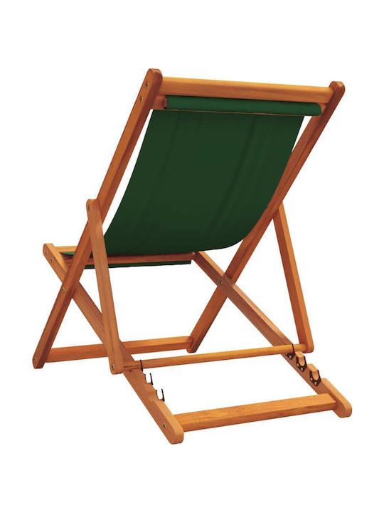 Deckchairs Folding Wooden with Green Fabric 2pcs 60x112x81cm