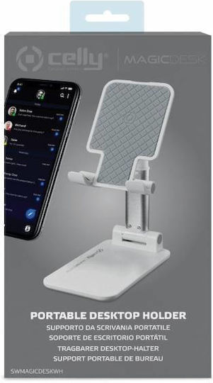 Celly Portable Magic Desk Holder Desk Stand for Mobile Phone in White Colour