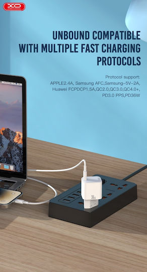 XO с USB-C порт и кабел USB-C - Lightning 30W Power Delivery Бял (CE06)
