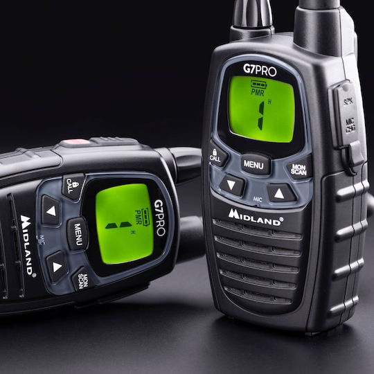 Midland G7 Pro Ασύρματος Πομποδέκτης PMR με Μονόχρωμη Οθόνη Σετ 2τμχ