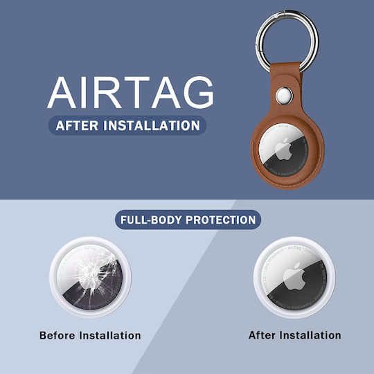 Techsuit Θήκη Δερμάτινη για AirTag σε Μπλε χρώμα