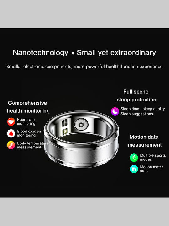 Techsuit R3 Smart Ring 19mm mit Pulsmesser Silber