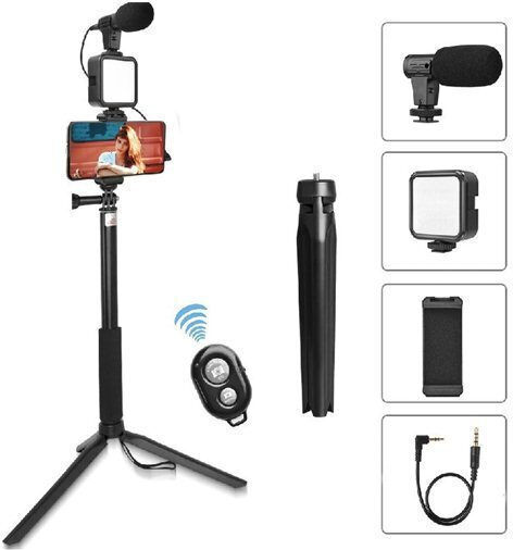 Handy-Stative Bluetooth mit Aufhelllicht Schwarz